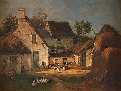 巴恩亚德，d海森，法国`Barnyard, dHayson, France (1878) by François de Blois