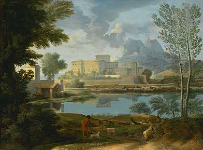平静的风景`Landscape with a Calm by Nicolas Poussin