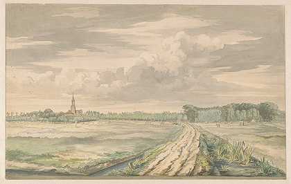 洛恩景观`Gezicht op Loenen (c. 1770 ~ c. 1780) by Gerrit Zegelaar