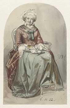 着的老太太`Zittende oude dame (1852) by David Bles 