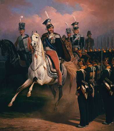 约泽夫·波尼亚托夫斯基亲王在掷弹兵面前`Prince Józef Poniatowski before the front of grenadiers (1857) by January Suchodolski
