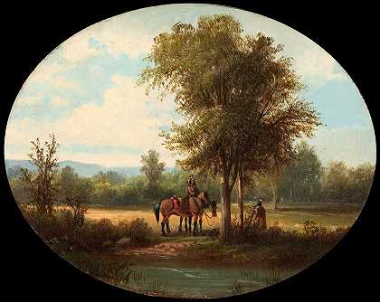 牛奶河谷的一个早晨`A Morning in Milk River Valley (ca. 1870) by John Mix Stanley