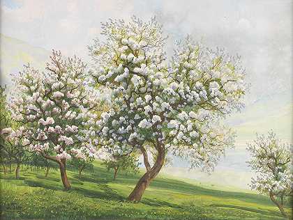 开花果树`Blühende Obstbäume by Alois Tott