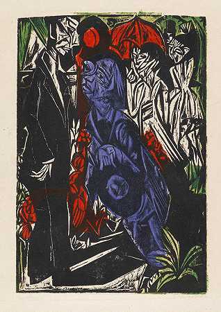 出售影子`Der Verkauf des Schattens (1915) by Ernst Ludwig Kirchner