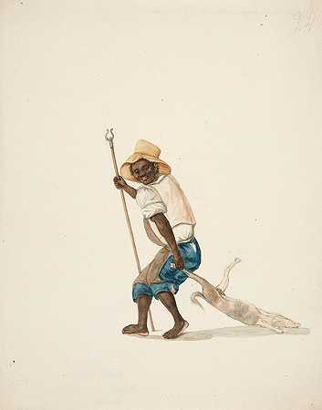 印度男子拖死狗`Indian Man Dragging Dead Dog (ca. 1850) by Francisco Fierro