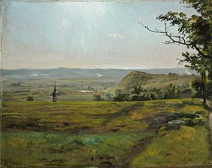 梅森附近的绿地`Green Fields near Meissen (1828) by Johan Christian Dahl