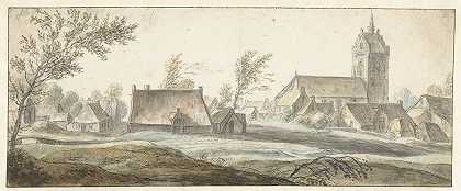 索斯特村景色`Gezicht op het dorp Soest (1619 ~ 1690) by Anthonie Waterloo