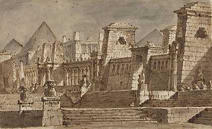 埃及舞台设计`An Egyptian Stage Design (c. 1815) by Pietro Gonzaga
