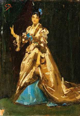 费多夫人肖像素描`Sketch For The Portrait Of Mrs Feydeau by Carolus-Duran