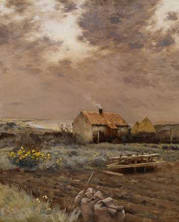 景观`Landscape (c. 1880) by Jean Charles Cazin