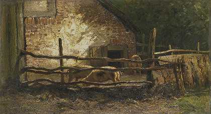 猪圈里的猪`Pigs in a Sty (1870 ~ 1910) by Louis Apol