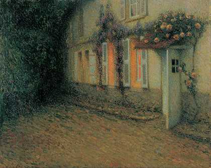 房子里的玫瑰和紫藤`Roses and Wisterias on the House (1907) by Henri Le Sidaner