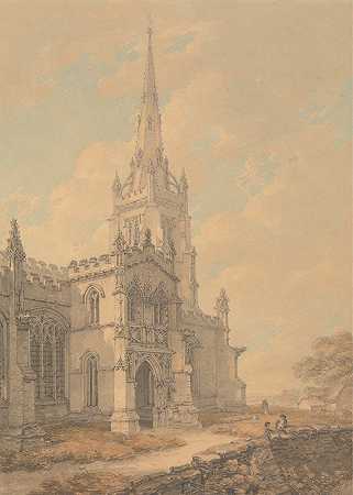 埃塞克斯塔克斯特德教堂`Thaxted Church, Essex (ca. 1800) by Thomas Hearne