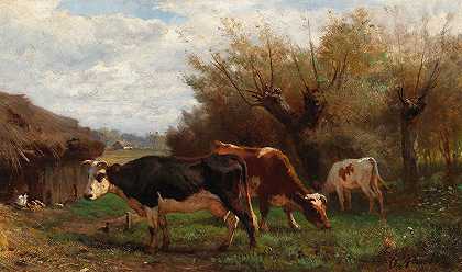 放牧的奶牛`Cows Grazing by Otto von Thoren