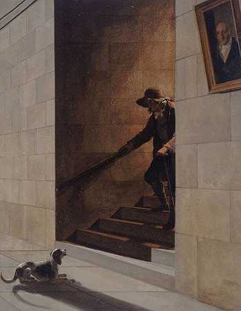 L下降楼梯间`La Descente de lescalier (1800) by Louis Léopold Boilly