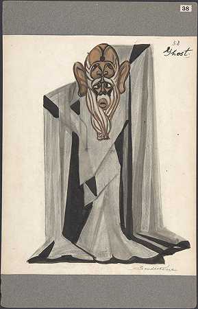 剧场鬼装夜莺`Theatrical ghost costume for Le Rossignol by Sergey Yurievich Sudeikin