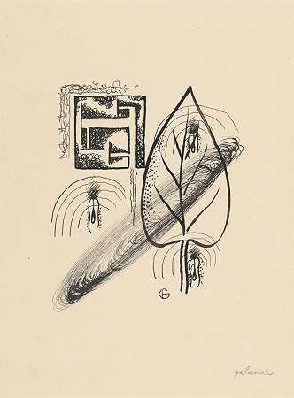 绘画诗系列中的信件`Letters from the series Poems in Drawings (1930) by Mikuláš Galanda