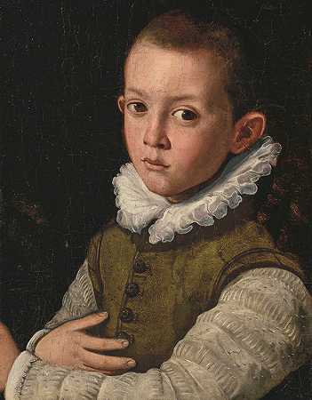 一个小男孩的肖像`Portrait of a young boy by Santi Di Tito