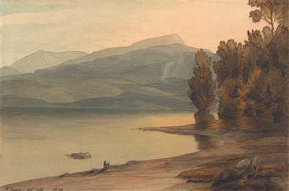 日落时的温德米尔`Windermere at Sunset (1786) by Francis Towne