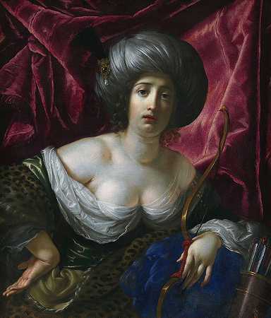 被描绘成黛安娜女神的女人`Woman Portrayed as the Goddess Diana (1639) by Cesare Dandini
