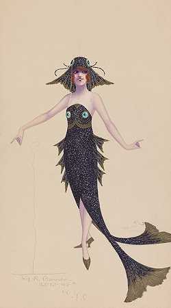 黑鱼服装`Black fish costume (1910) by Will R. Barnes