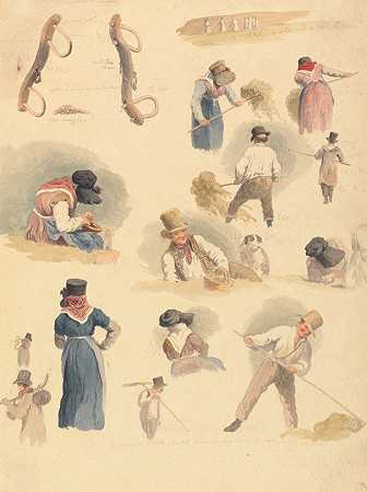 干草工研究`Studies of Haymakers (ca. 1807) by Robert Hills