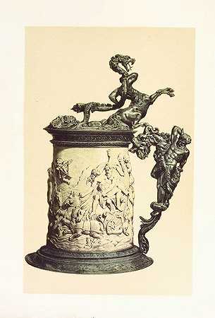 象牙雕刻的坦卡德，用氧化银镶嵌`Tankard in Carved Ivory, mounted in Oxydised Silver (1858) by John Charles Robinson