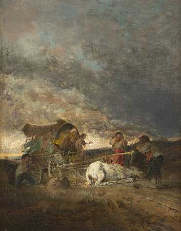 事故`The accident (1896) by Adolf Humborg