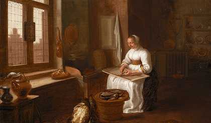 清理鱼的女人`A Woman Cleaning Fish (1647) by Hercules Sanders