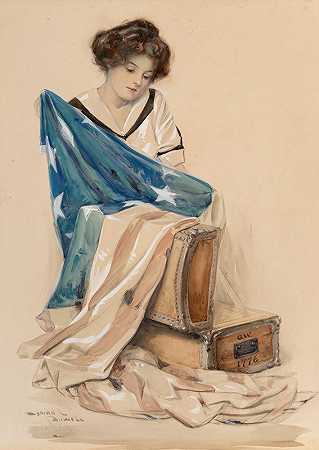 华盛顿s旗`Washingtons Flag (1913) by Lyman Powell