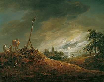 夜景`Abendlandschaft (1771) by Johann Christian Brand