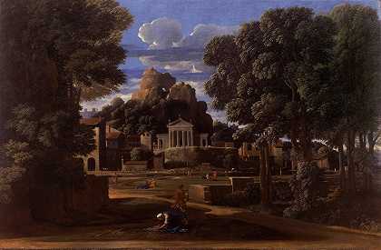 《凤凰的灰烬》中的风景`Landscape with the Ashes of Phocion by Nicolas Poussin