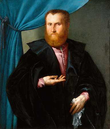留胡子男人的画像`Portrait of a Bearded Man (circa 1540) by Lorenzo Lotto