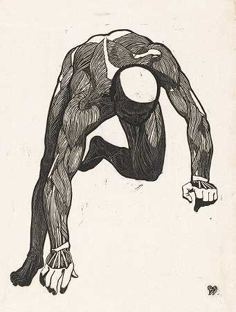 男性颈部、手臂和腿部肌肉的解剖学研究`Anatomische studie van de hals~, arm~ en beenspieren van een man (1906) by Reijer Stolk