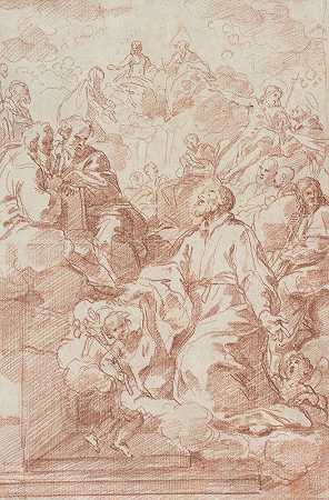 圣菲利普·内里的愿景`Vision of St. Philip Neri (c. 1673~75) by Carlo Maratti