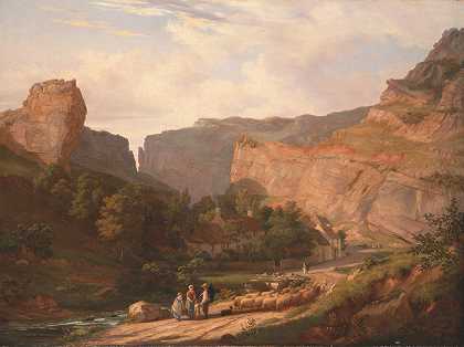 切达峡谷景观`A View of Cheddar Gorge by George Vincent