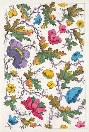 印花纺织品印花设计Pl XVII`Floral design for printed textile Pl XVII (1800–1818)