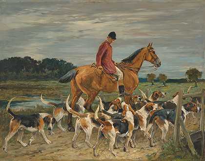 猎人和猎犬`Huntsman and hounds by John Emms