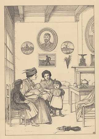 陪宝宝`Gezelschap met baby (in or before 1910) by Willem Pothast