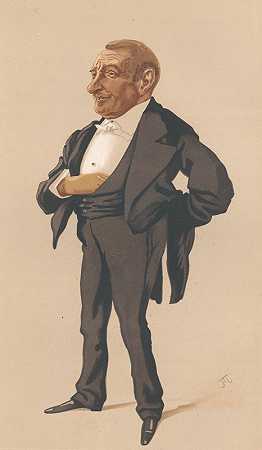 《名利场》——商人和帝国建设者;退休金融家。亨利·路易斯·比肖夫谢姆先生。1876年3月4日`Vanity Fair – Businessmen and Empire Builders. a retired Financiers. Mr. Henry Louis Bischoffsheim. 4 March 1876 (1876) by James Tissot