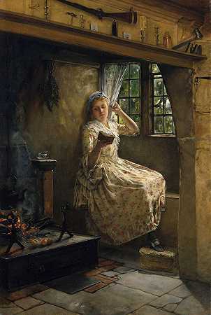 舒适的角落`A Cosey Corner (1884) by Frank Millet
