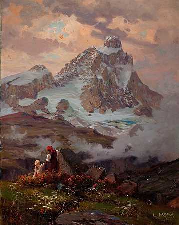 马特洪峰`The Matterhorn (1918) by Leonardo Roda