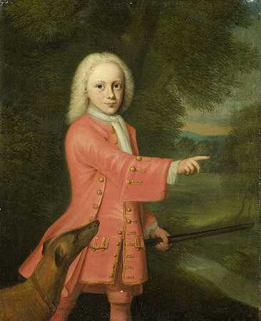 男孩的肖像`Portrait of a Boy (1719 ~ 1752) by Jacob Jan Nachenius