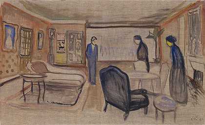 易卜生和的场景s鬼魂`Scene of Ibsens Ghosts (1906) by Edvard Munch
