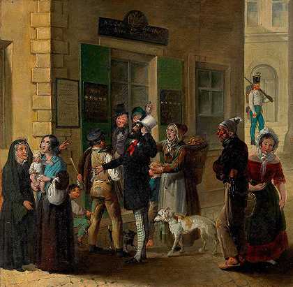 在乐透收藏前`Vor der Lotto~Kollektur (around 1850) by August Mansfeld