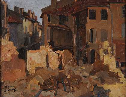 Mautroté街废墟`Ruines, rue Mautroté (1914~1918) by André Devambez