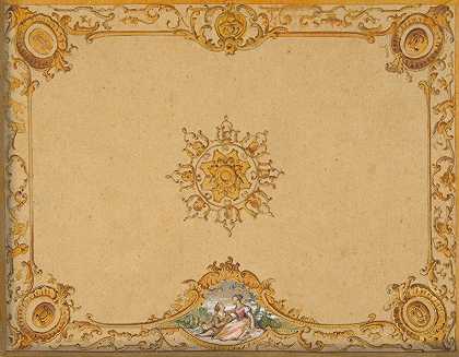 带油漆装饰的天花板设计`Design for a ceiling with painted decoration (1830–97) by Jules-Edmond-Charles Lachaise