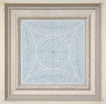 用丝网图案装饰天花板的设计`Design for a ceiling paianted in filagree patterns (1830–97) by Jules-Edmond-Charles Lachaise