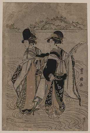 Yatsushi IDE没有Tamagawa`Yatsushi ide no tamagawa (1798) by Toyokuni Utagawa