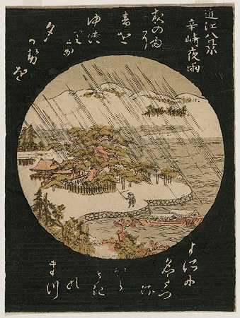 从《Ōmi八景》系列看卡拉萨基松树上的夜雨`Night Rain on the Karasaki Pine from the series Eight Views of Ōmi (1770s)